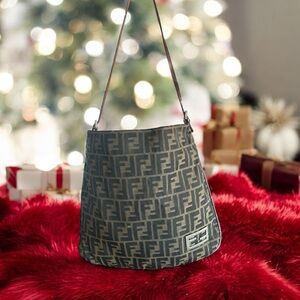 Fendi Zucca Nylon Tote Brown Monogram Shoulder Bag